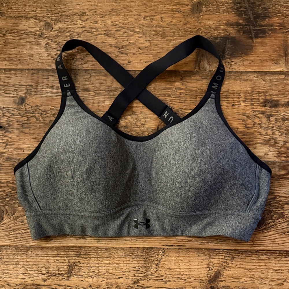 Heathered Gray Under Armour Sports Bra with Convertible Straps